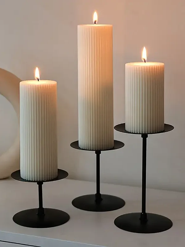 1pc European Style Ribbed Pillar Aromatherapy Candle